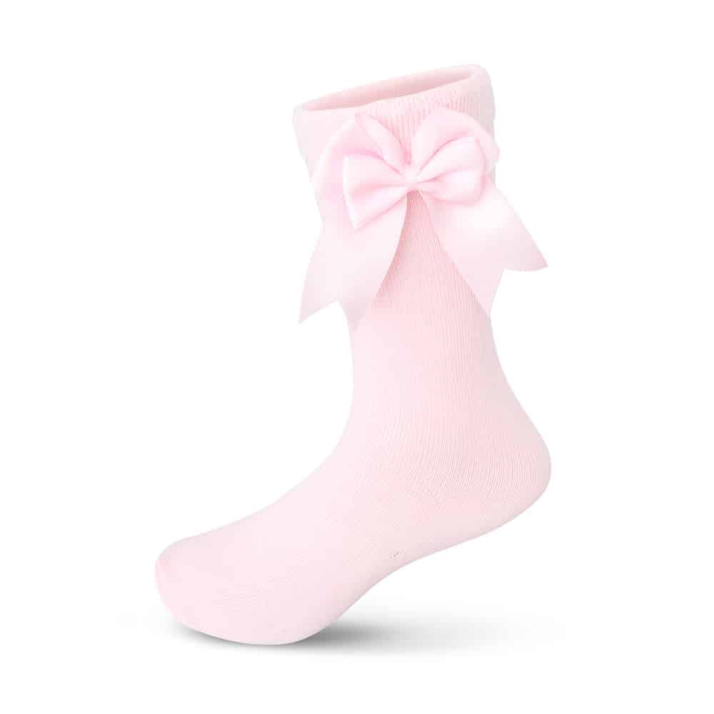 222-Knee-High-Sock-with-Satin-Bow-Baby-Pink