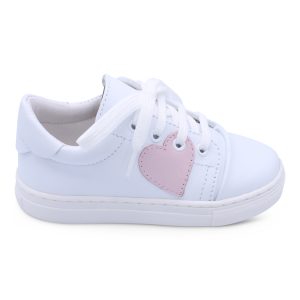 Santina white leather with pink heart (side)